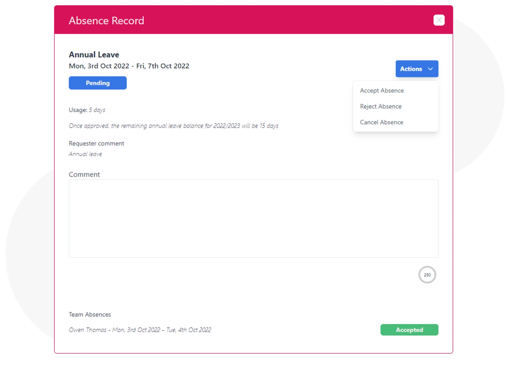 PolarHR absences. Accept or reject.