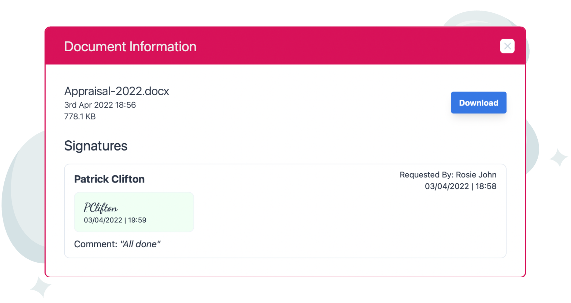 PolarHR Document Signatures.