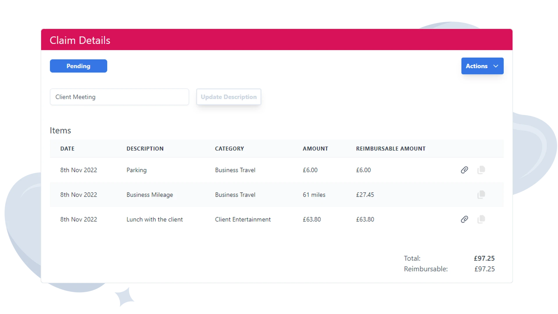 PolarHR expenses. Create a claim.