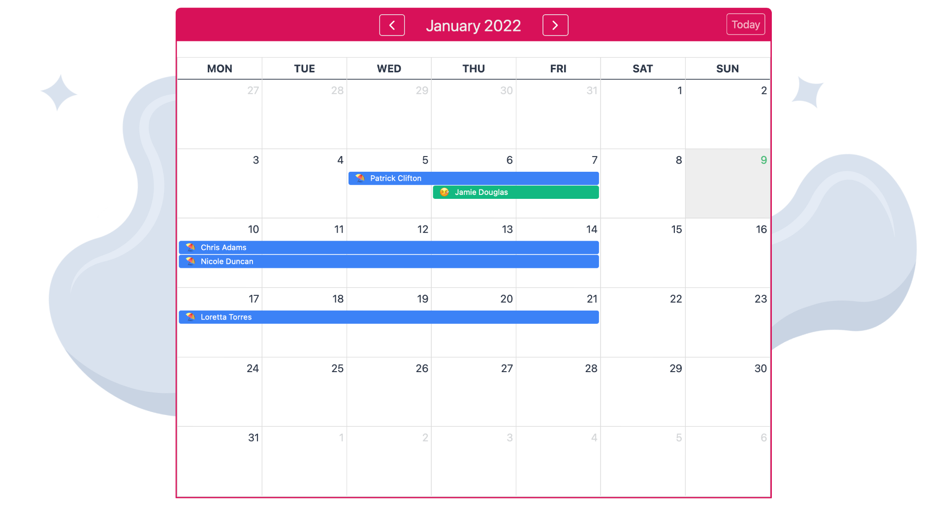 PolarHR absences. Company calendar.